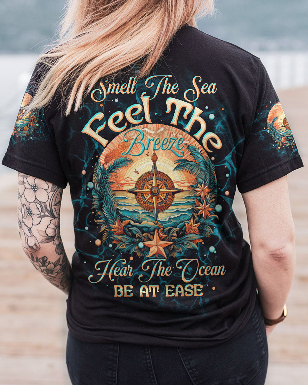 SMELL THE SEA FEEL THE BREEZE COMPASS ALL OVER PRINT - TLTW1506232
