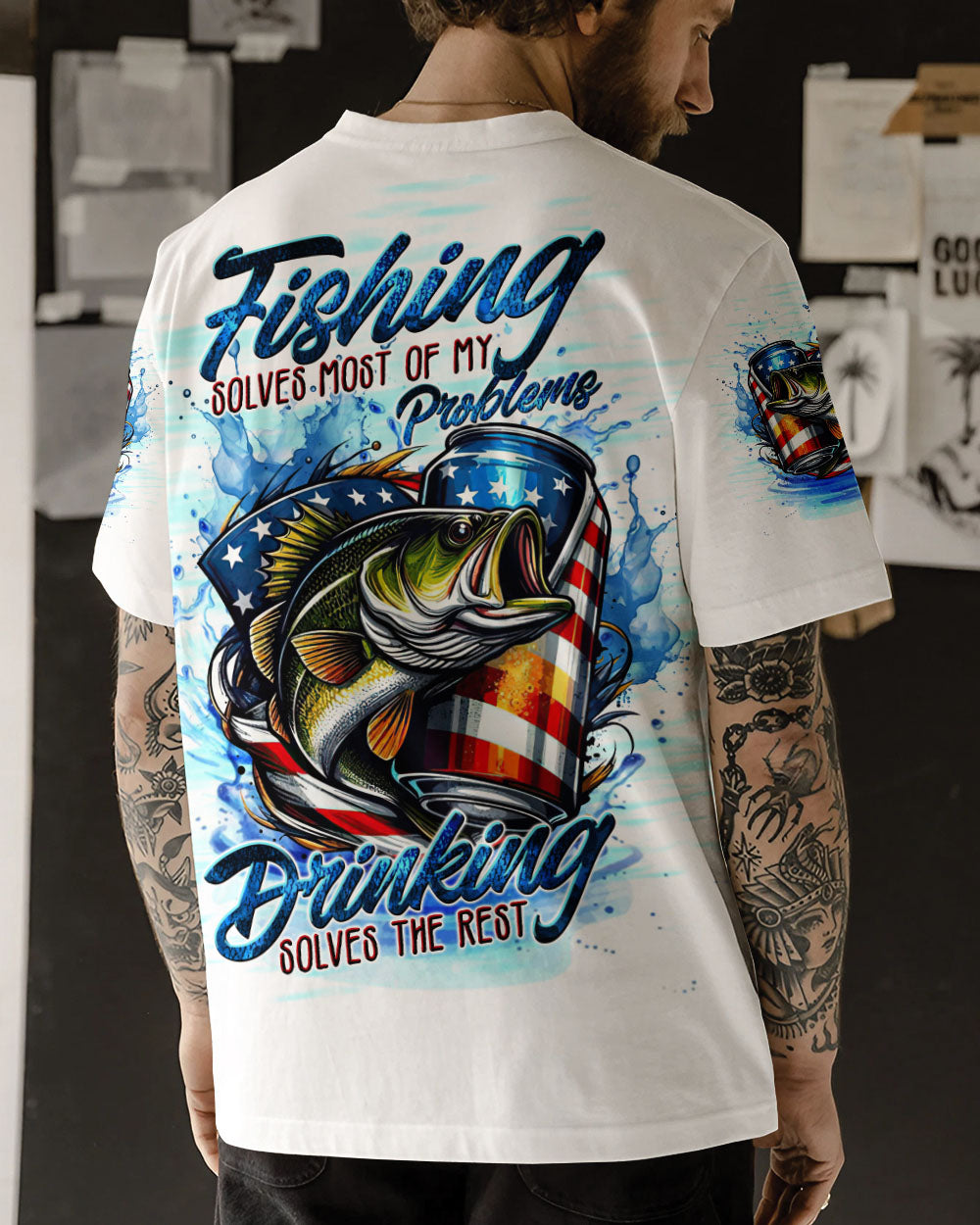 FISHING SOLVES MOST OF MY PROBLEMS ALL OVER PRINT - TLTW1709245