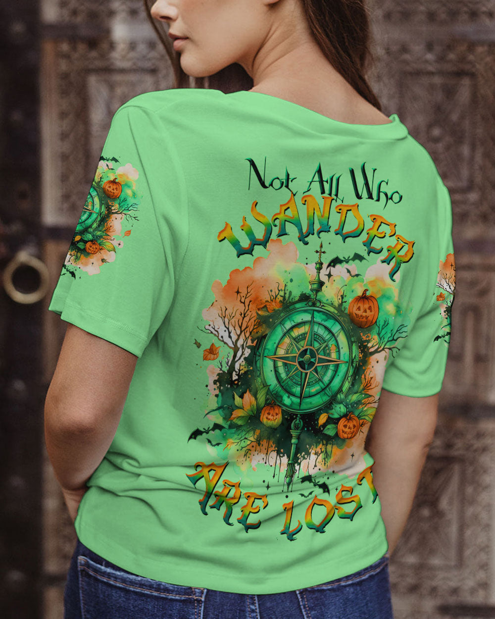 NOT ALL WHO WANDER ARE LOST COMPASS HALLOWEEN ALL OVER PRINT - TLTW2108232