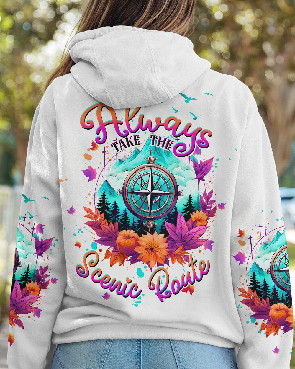 ALWAYS TAKE THE SCENIC ROUTE COMPASS ALL OVER PRINT - TLTW2507234