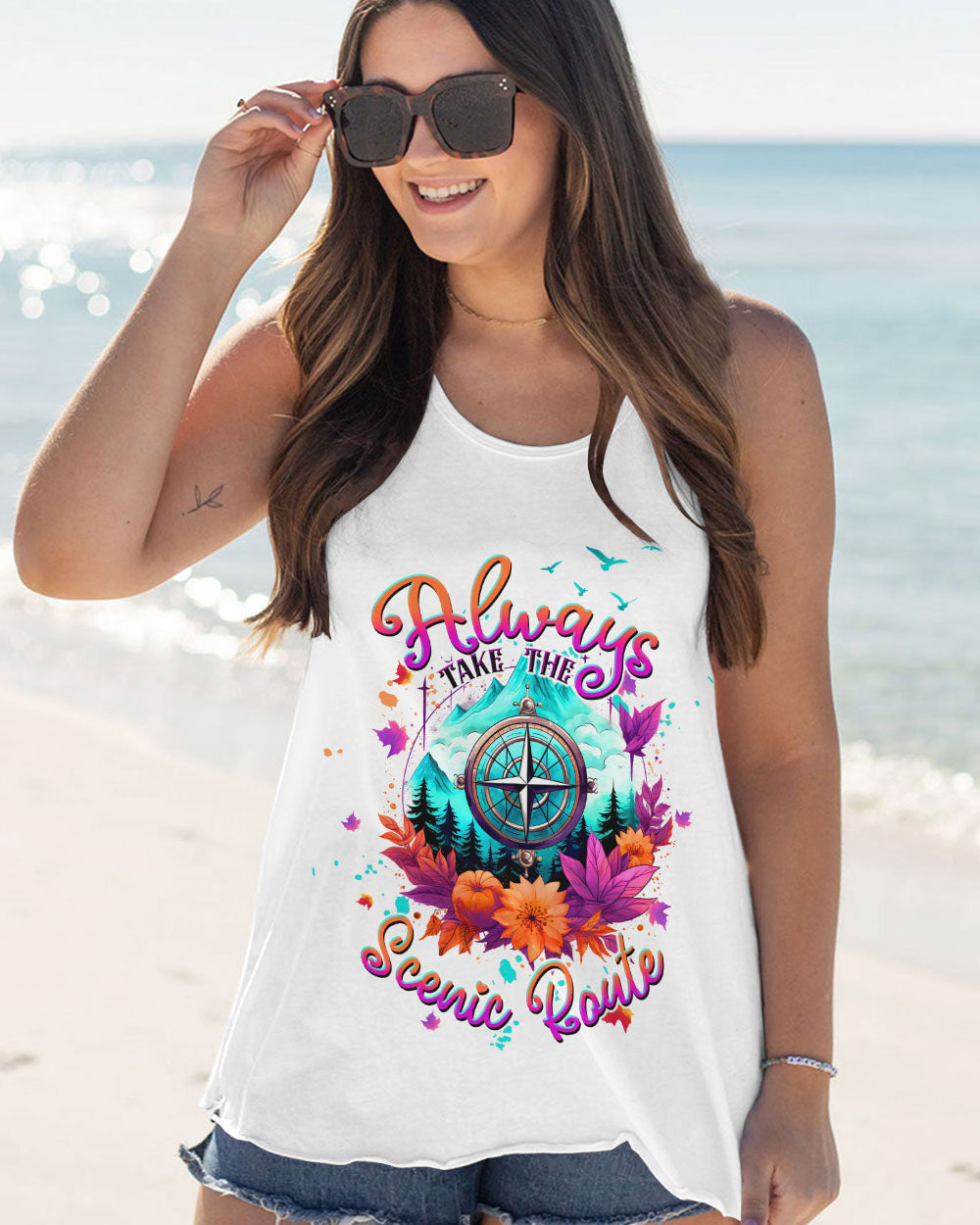 ALWAYS TAKE THE SCENIC ROUTE COMPASS ALL OVER PRINT - TLTW2507234