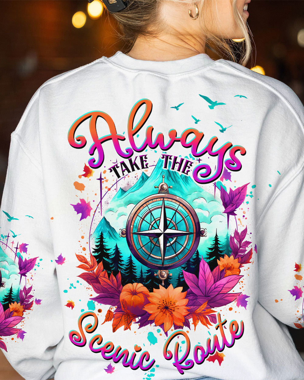 ALWAYS TAKE THE SCENIC ROUTE COMPASS ALL OVER PRINT - TLTW2507234
