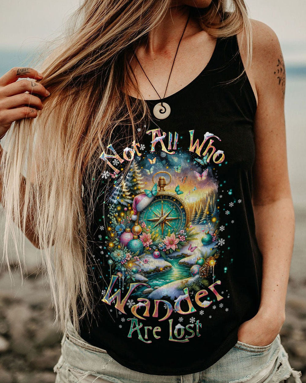 NOT ALL WHO WANDER ARE LOST COMPASS CHRISTMAS ALL OVER PRINT - TLTW2610233