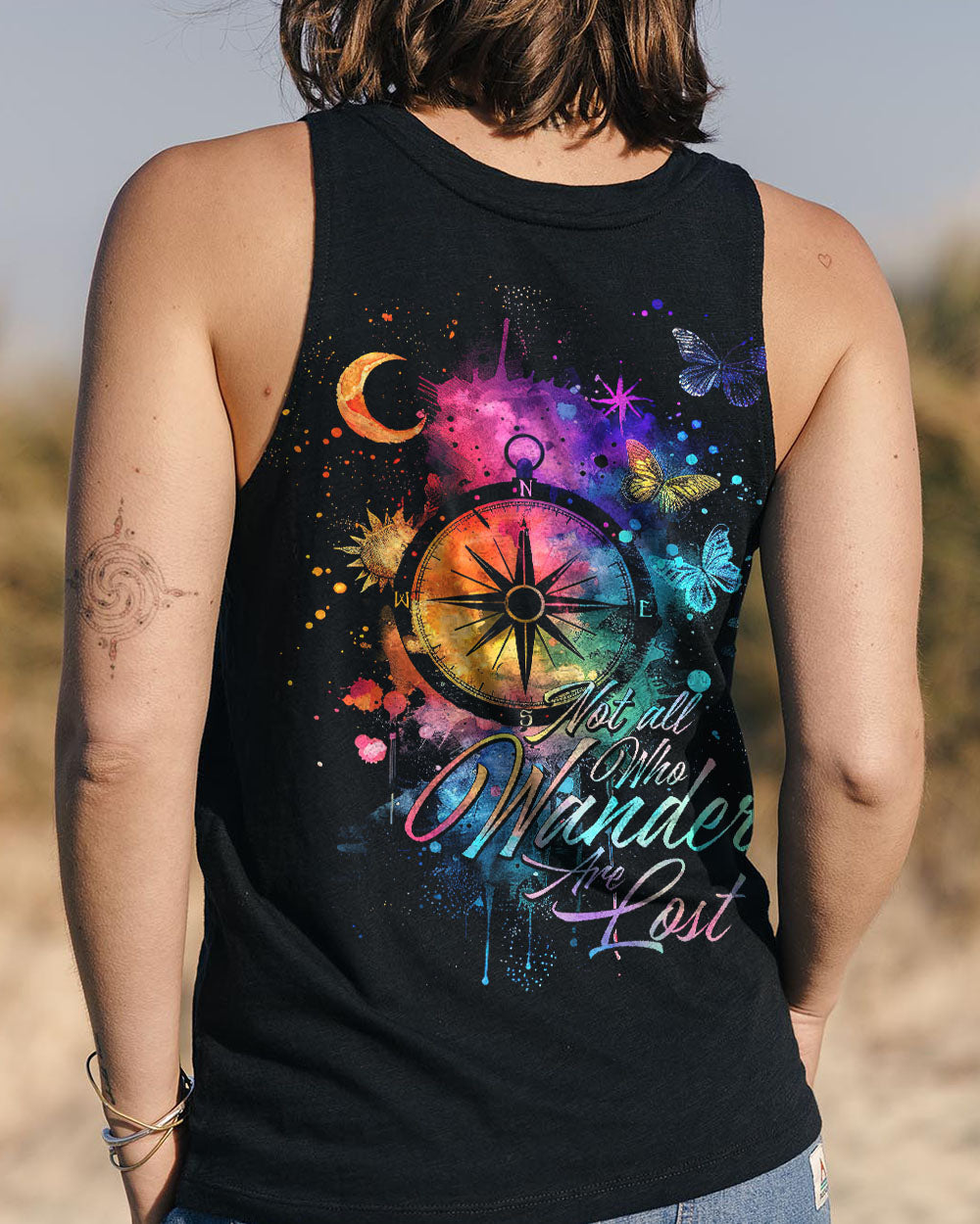 NOT ALL WHO WANDER ARE LOST COMPASS ALL OVER PRINT - TY0403242