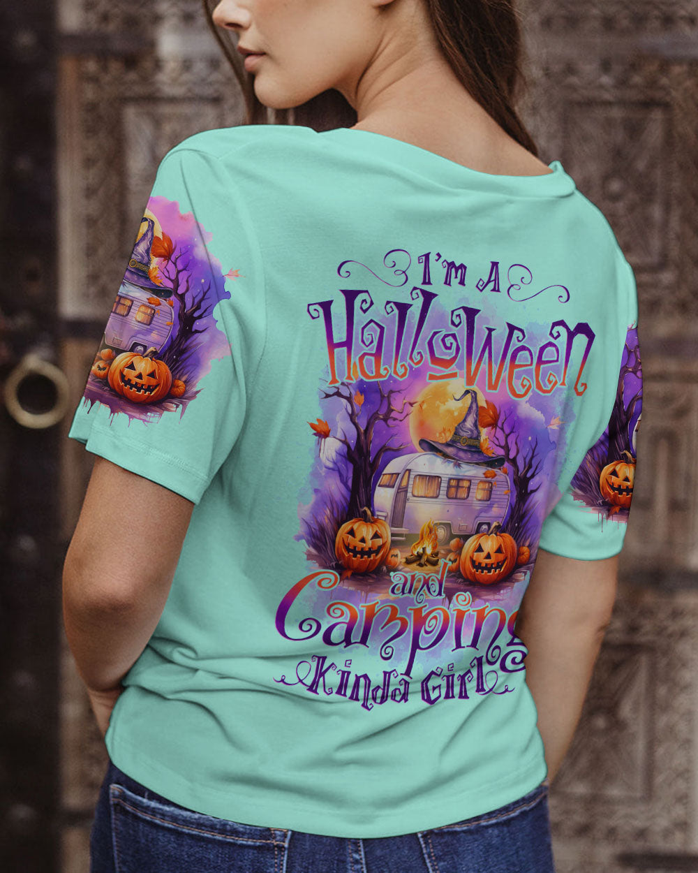 KINDA GIRL HALLOWEEN CAMPING ALL OVER PRINT - TYTD1408232