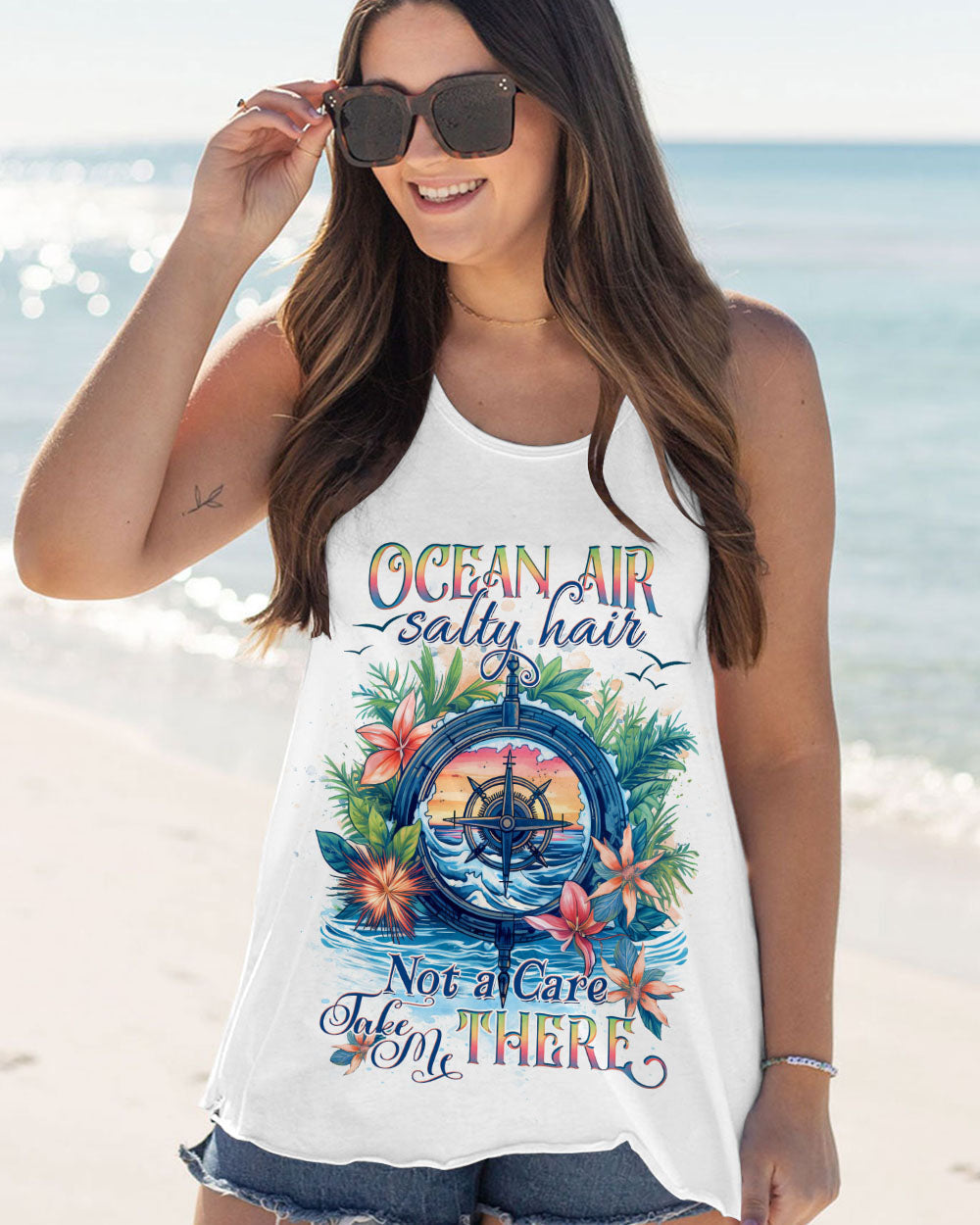 OCEAN AIR SALTY HAIR COMPASS ALL OVER PRINT - YHDU2605231