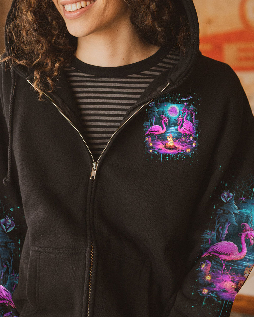MY BROOM BROKE SO NOW FLAMINGO HALLOWEEN CAMPING ALL OVER PRINT - YHDU2808233