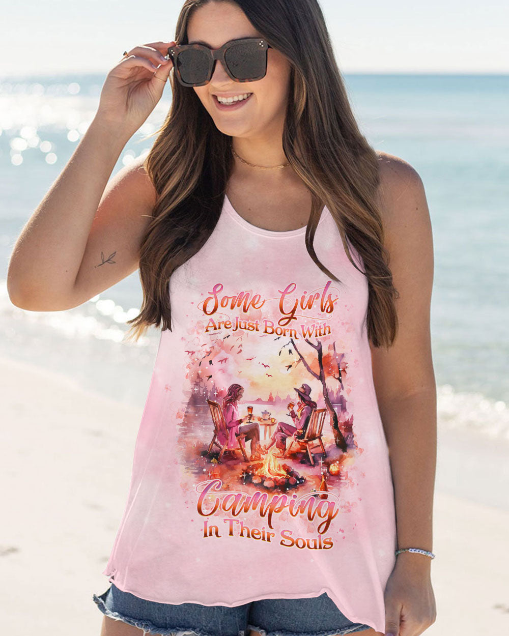 SOME GIRLS ARE JUST BORN WITH CAMPING ALL OVER PRINT - YHDU2908231