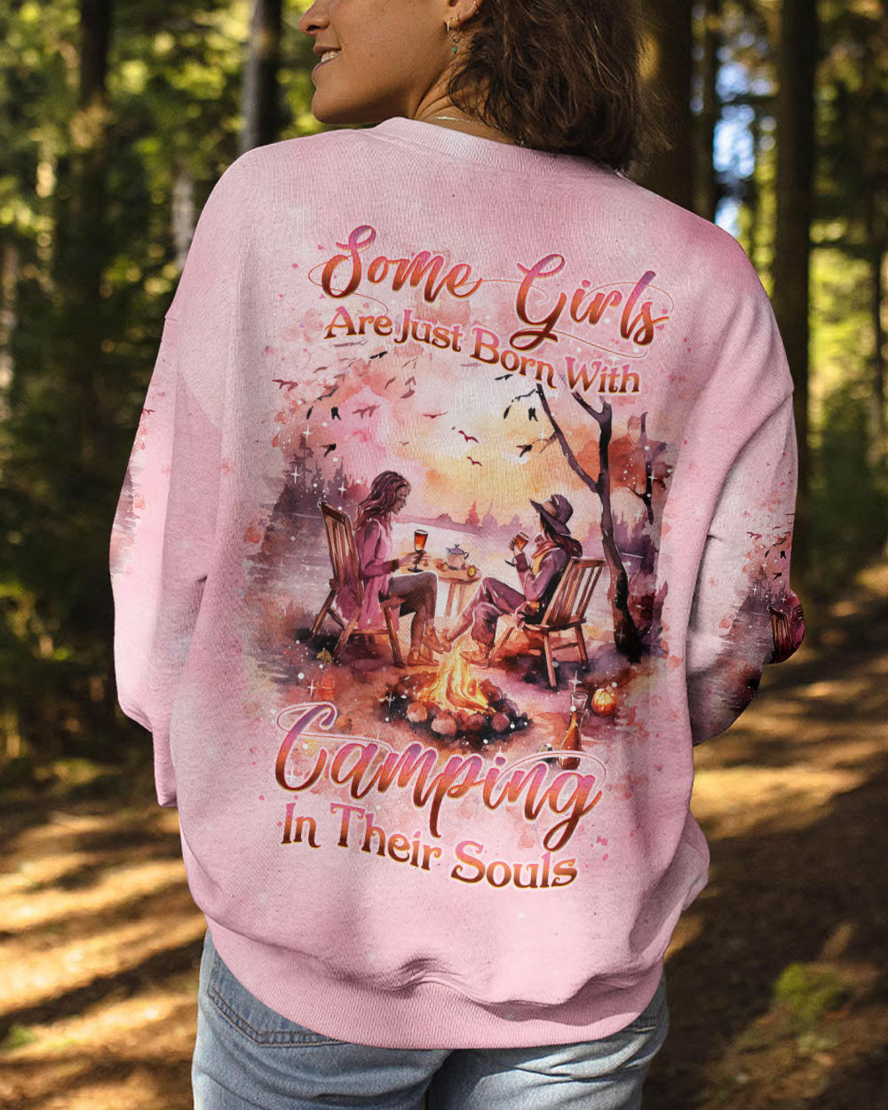SOME GIRLS ARE JUST BORN WITH CAMPING ALL OVER PRINT - YHDU2908231