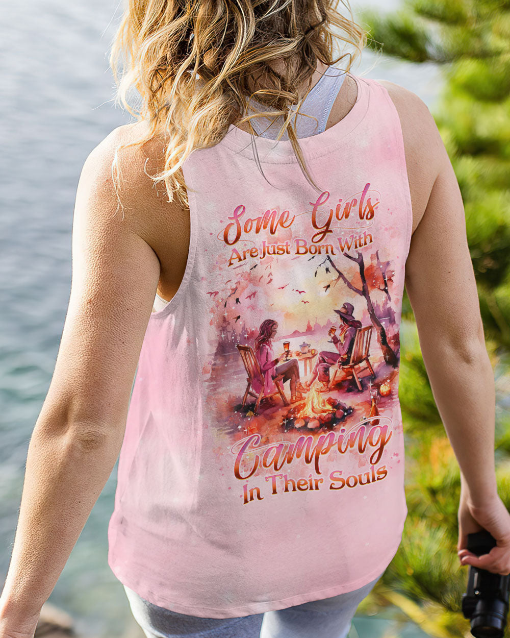 SOME GIRLS ARE JUST BORN WITH CAMPING ALL OVER PRINT - YHDU2908231