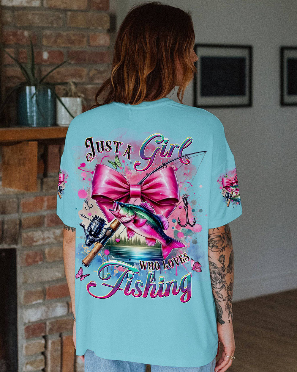JUST A GIRL WHO LOVE FISHING ALL OVER PRINT - YHDU2911241