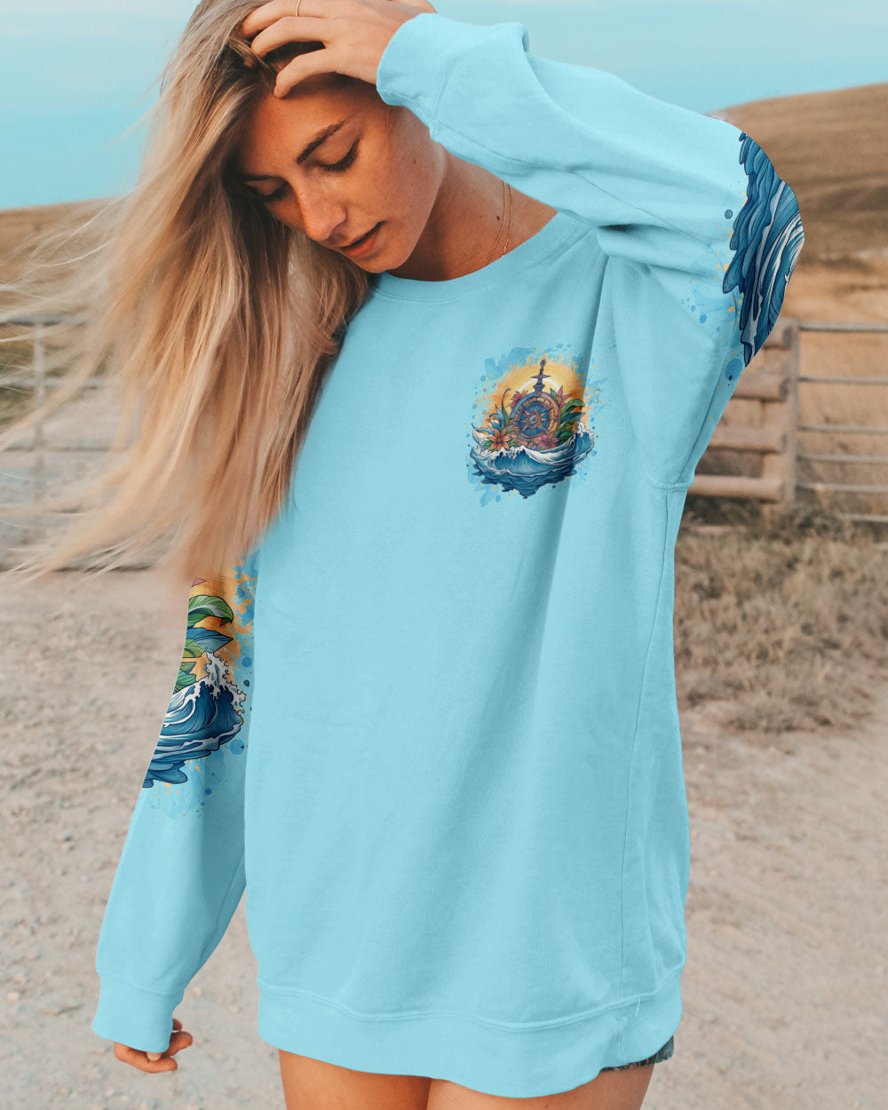HAPPINESS COMES IN WAVES COMPASS ALL OVER PRINT - YHLN1506231