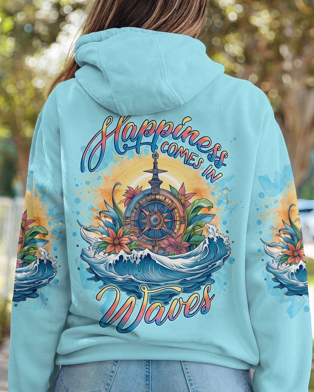 HAPPINESS COMES IN WAVES COMPASS ALL OVER PRINT - YHLN1506231