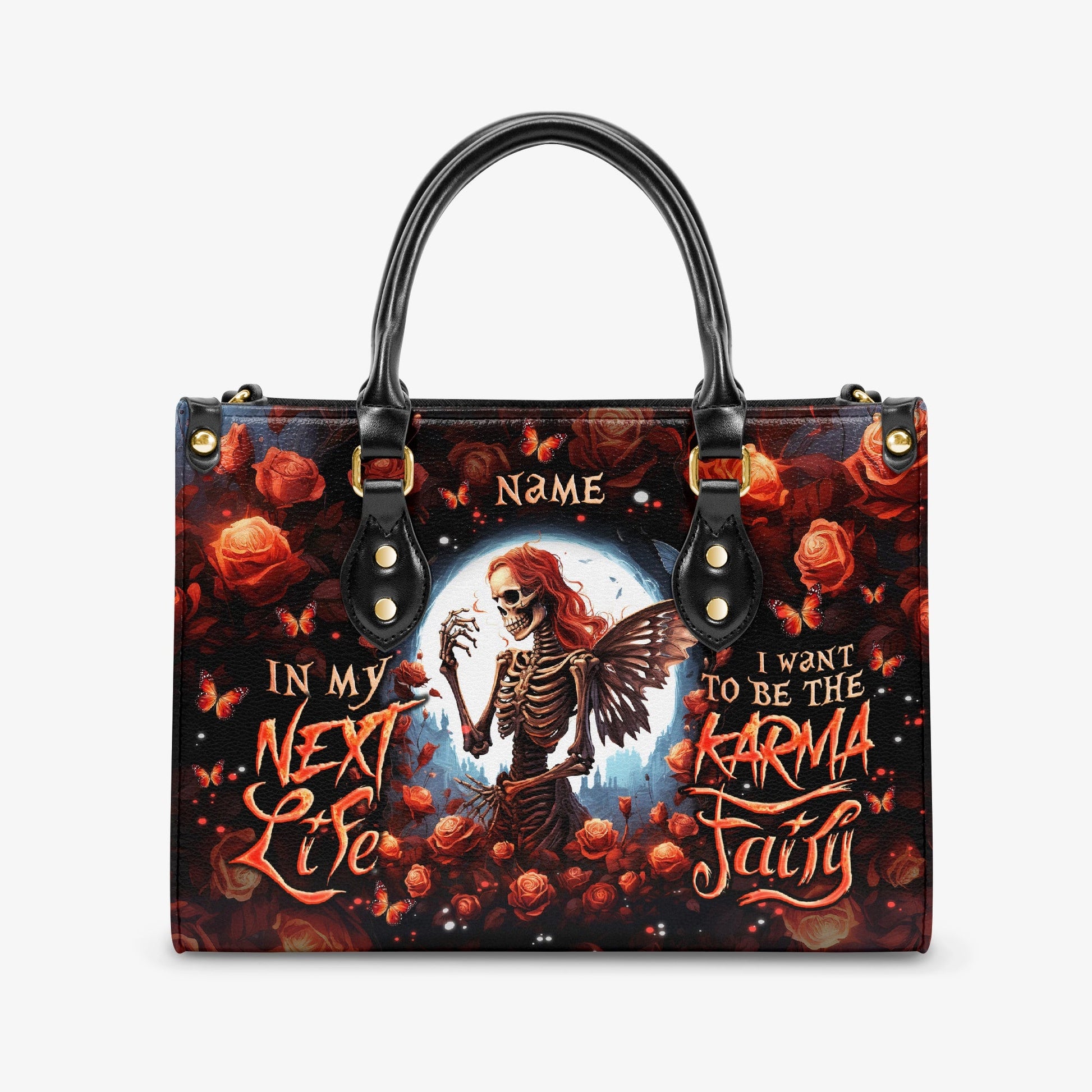 KARMA FAIRY SKELETON ROSE MOON LEATHER HANDBAG - TLNO2903243