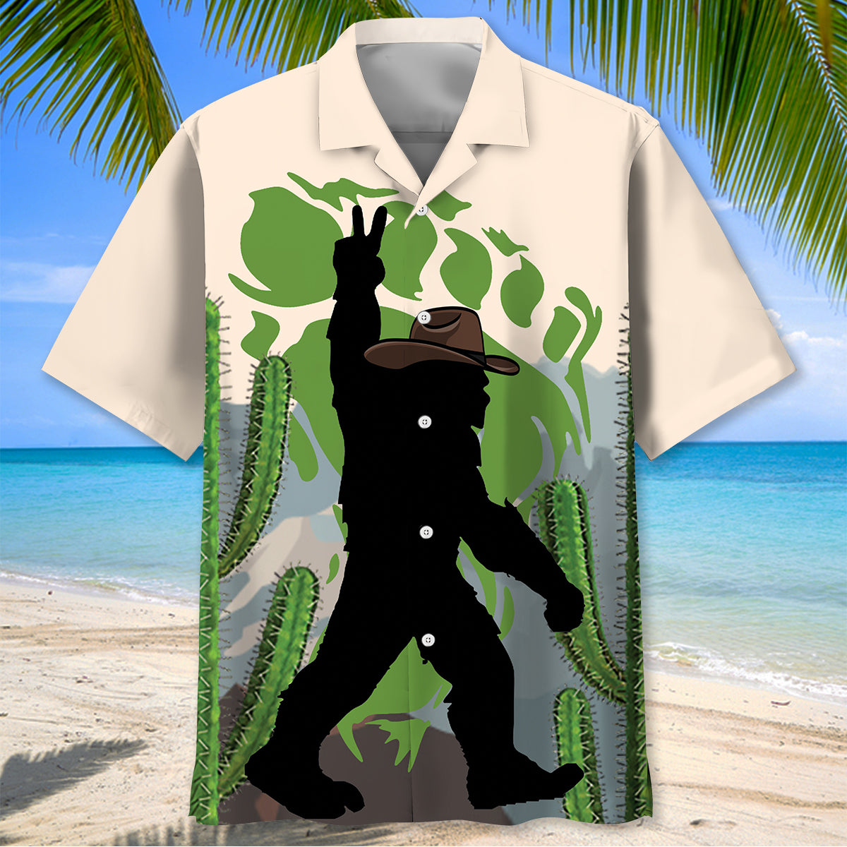 Bigfoot Cowboy Footprint Hawaiian Shirt