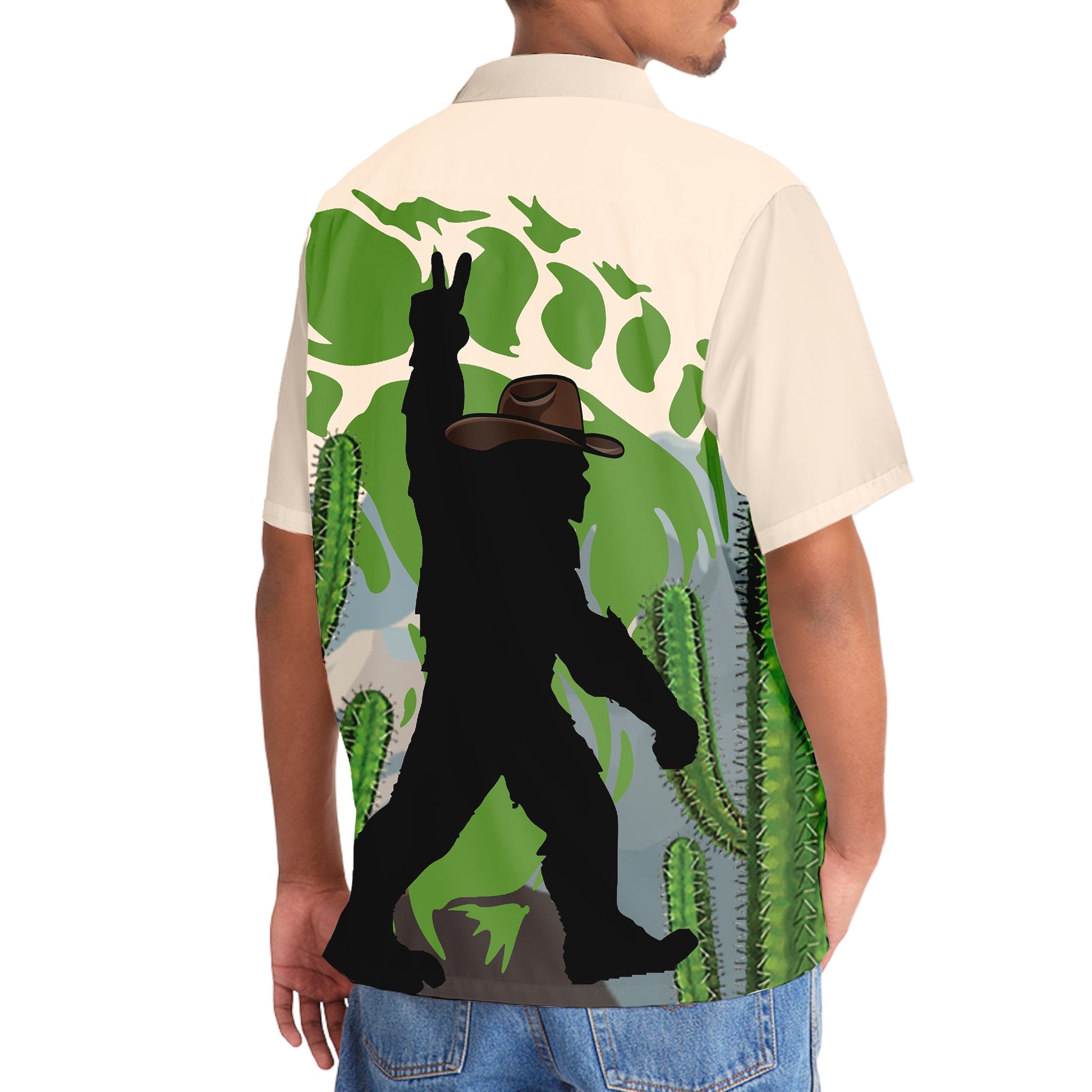 Bigfoot Cowboy Footprint Hawaiian Shirt