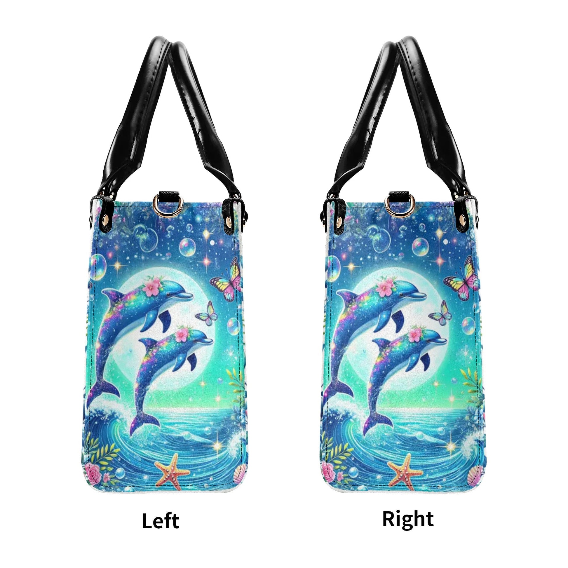 Bigcrowns DOLPHIN MOON FLORAL LEATHER HANDBAG Z0507244