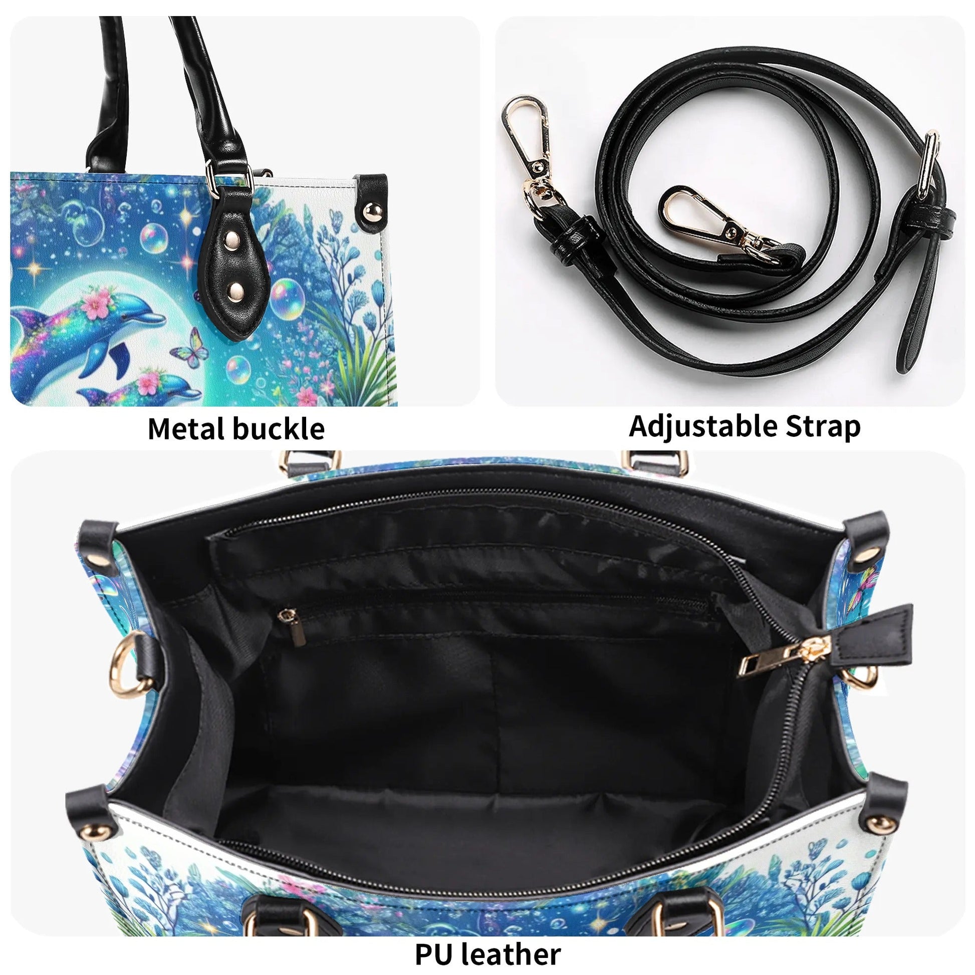 Bigcrowns DOLPHIN MOON FLORAL LEATHER HANDBAG Z0507244