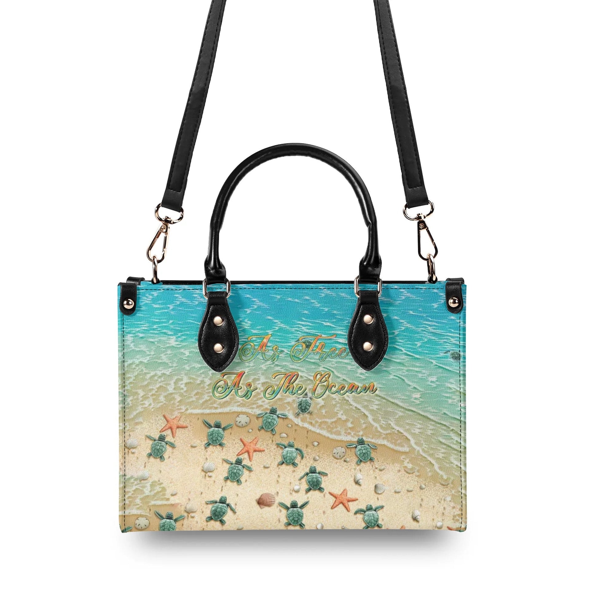 Bigcrowns AS FREE AS THE OCEAN TURTLE LEATHER HANDBAG R0807244