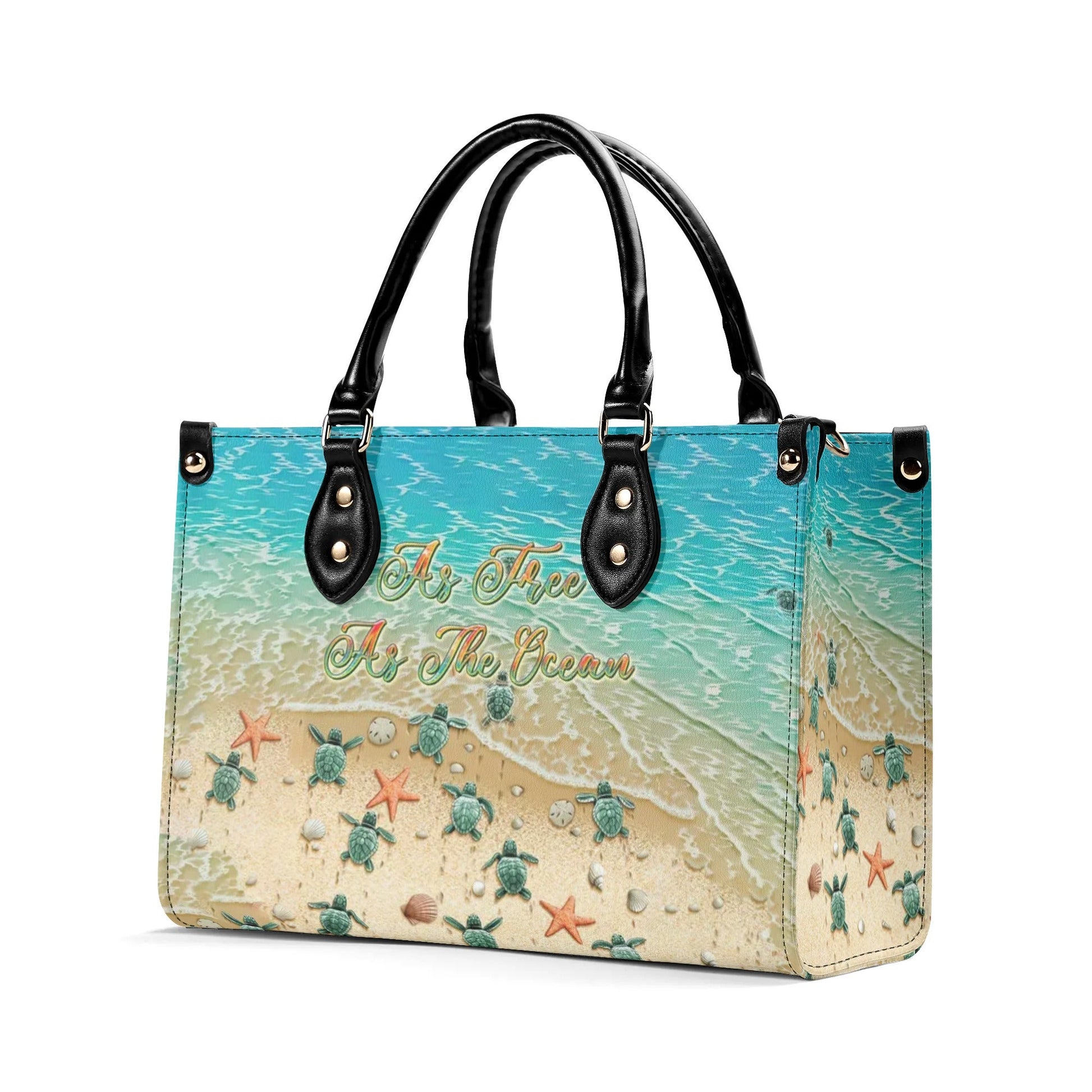 Bigcrowns AS FREE AS THE OCEAN TURTLE LEATHER HANDBAG R0807244