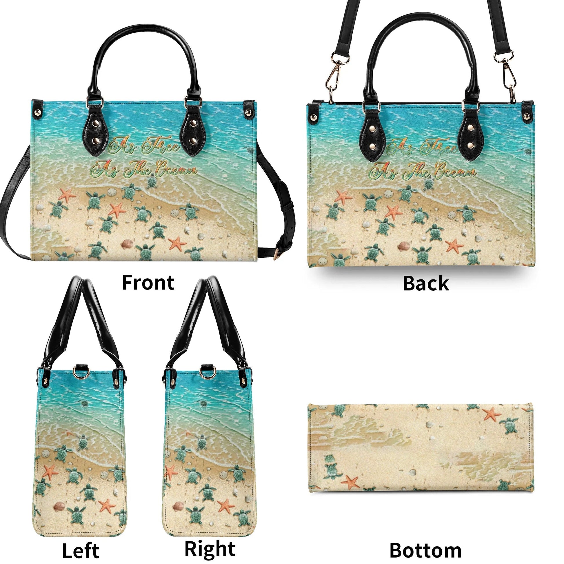 Bigcrowns AS FREE AS THE OCEAN TURTLE LEATHER HANDBAG R0807244