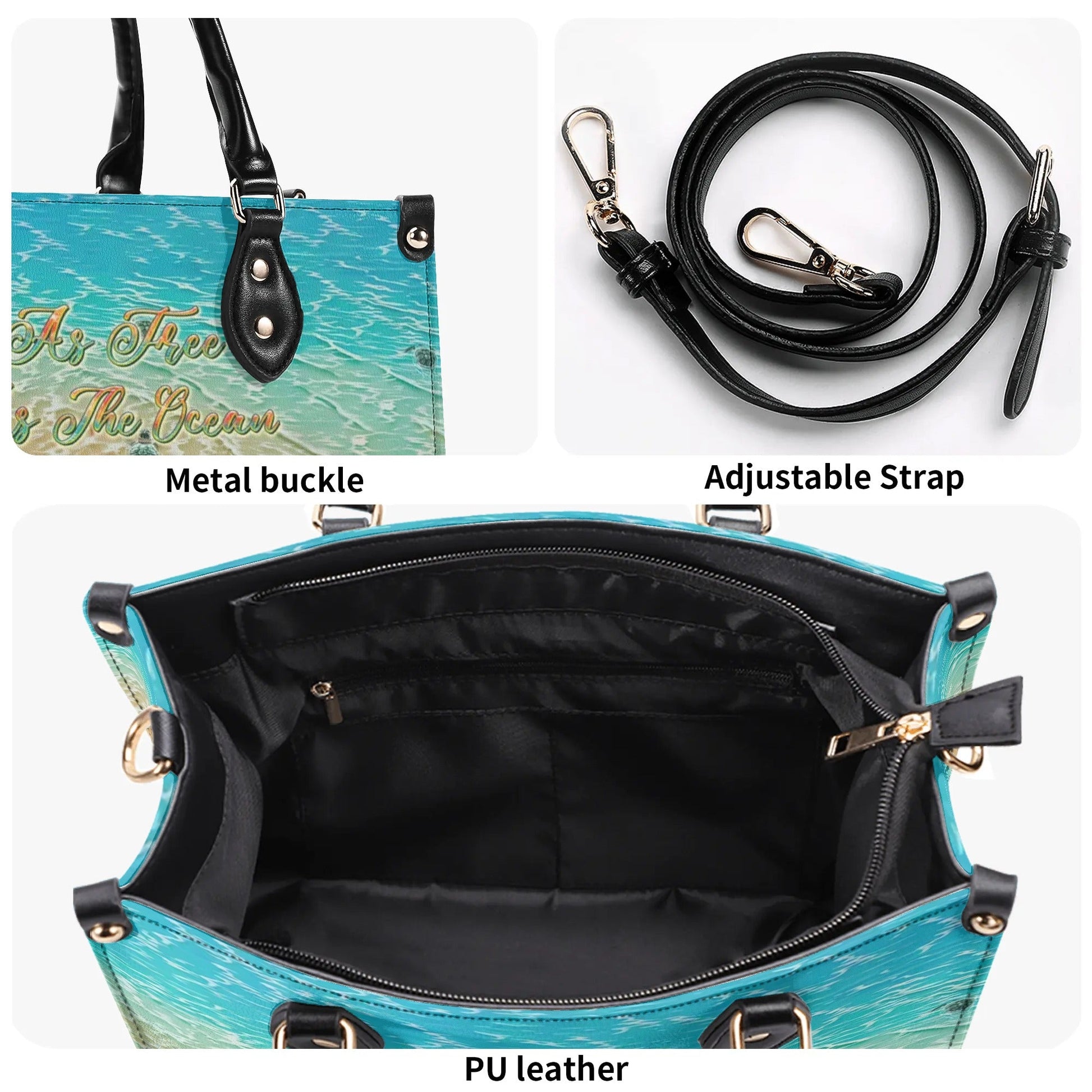 Bigcrowns AS FREE AS THE OCEAN TURTLE LEATHER HANDBAG R0807244