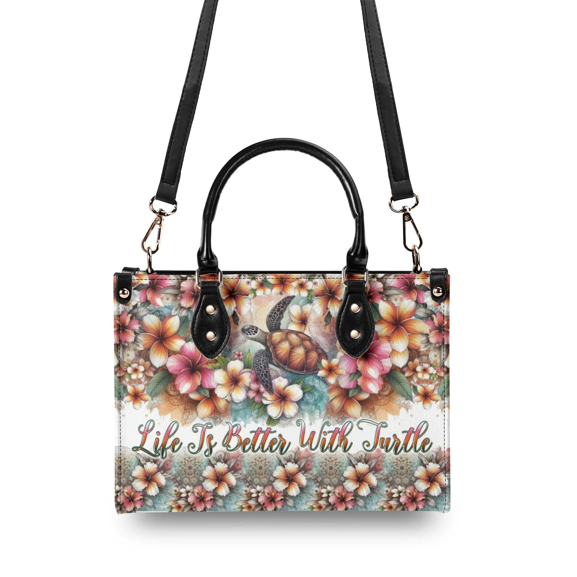 Bigcrowns LIFE IS BETTER WITH TURTLE LEATHER HANDBAG TLPQ3007244