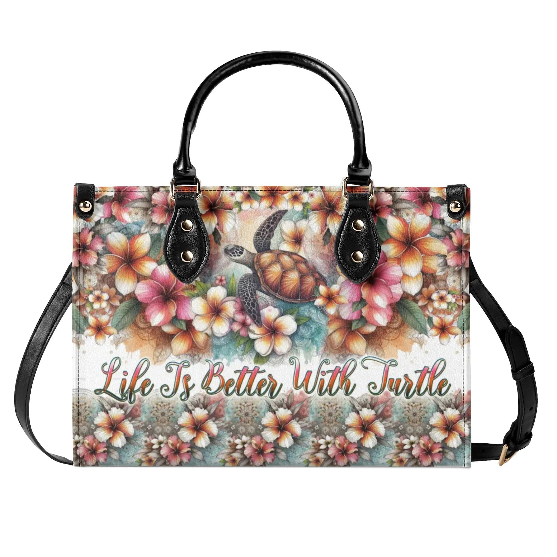 Bigcrowns LIFE IS BETTER WITH TURTLE LEATHER HANDBAG TLPQ3007244