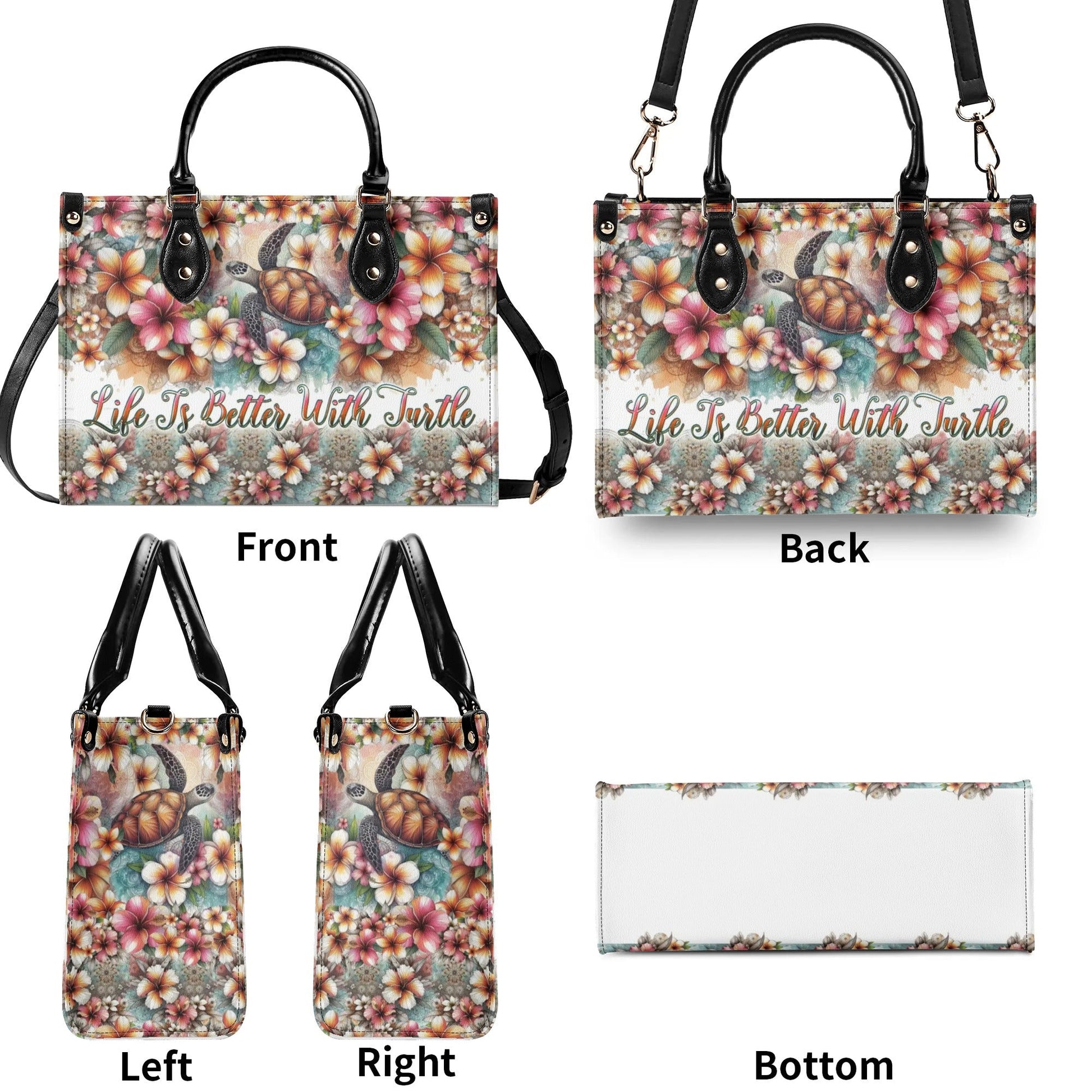 Bigcrowns LIFE IS BETTER WITH TURTLE LEATHER HANDBAG TLPQ3007244