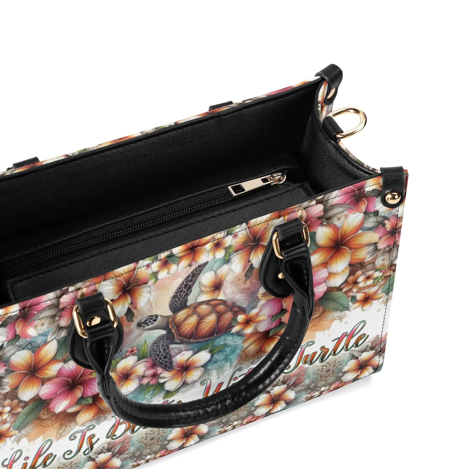 Bigcrowns LIFE IS BETTER WITH TURTLE LEATHER HANDBAG TLPQ3007244