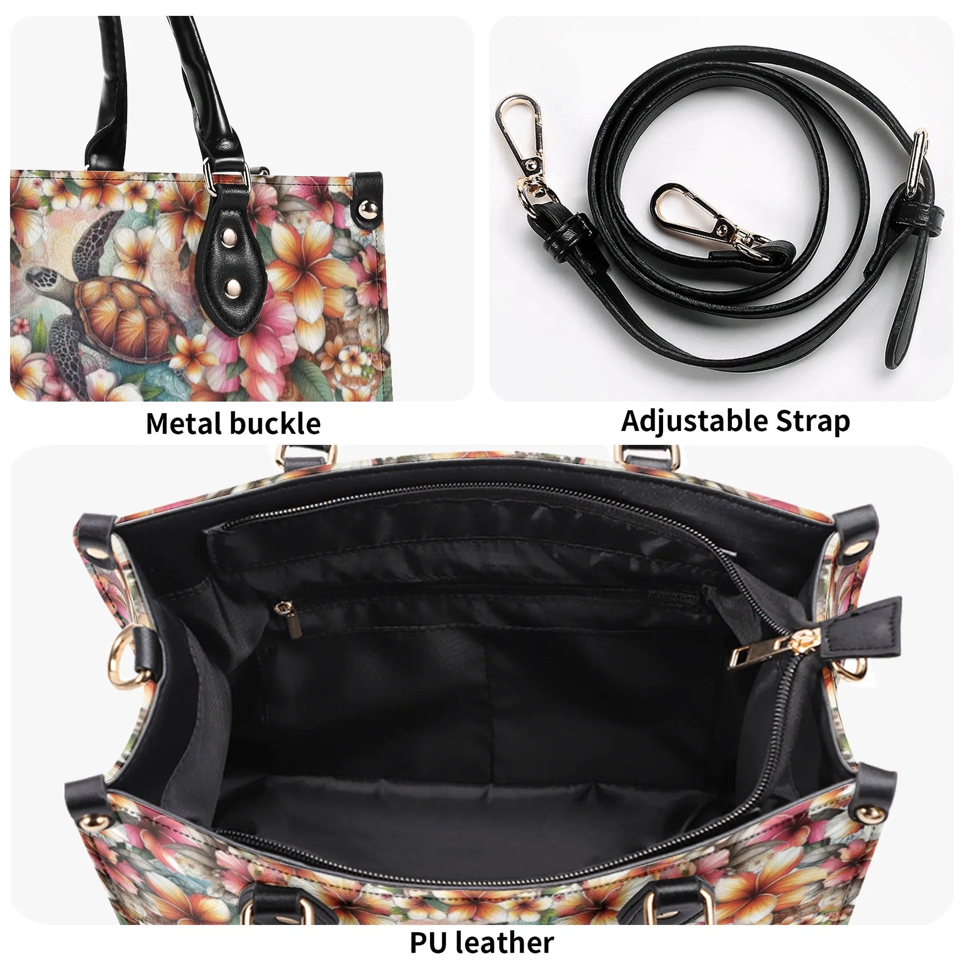 Bigcrowns LIFE IS BETTER WITH TURTLE LEATHER HANDBAG TLPQ3007244