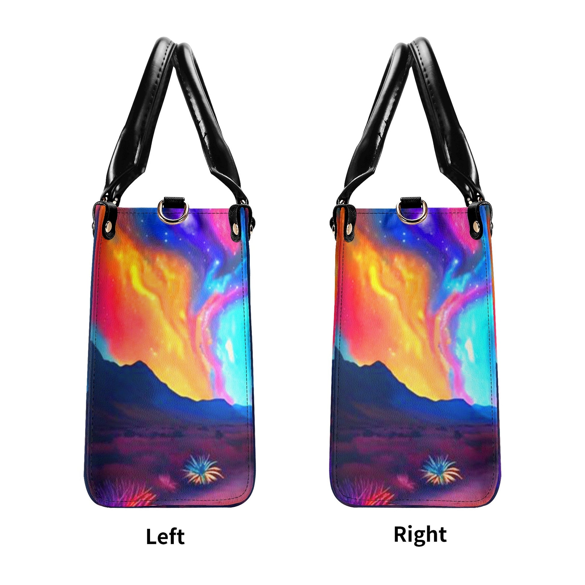 Bigcrowns CAMPING AT NIGHT WITH CAMPFIRE LEATHER HANDBAG YHDU1012244