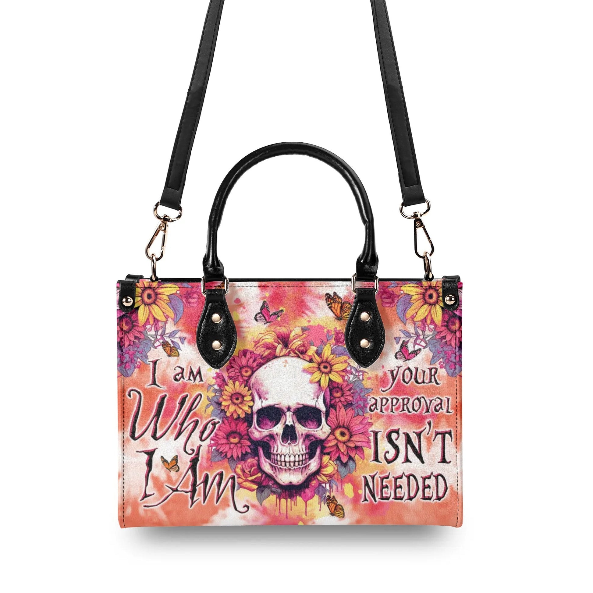 I AM WHO I AM FLORAL SKULL TIE DYE LEATHER HANDBAG - TLTW2406241