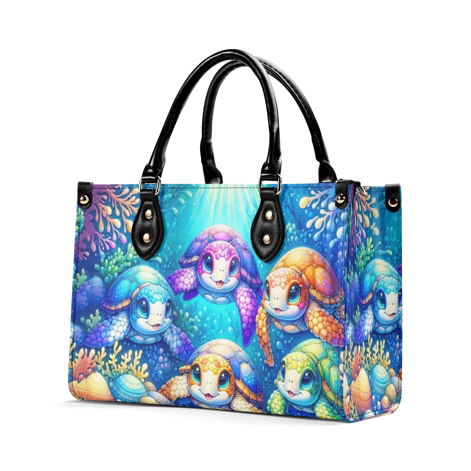 Bigcrowns OCEAN TURTLES LEATHER HANDBAG N0907243