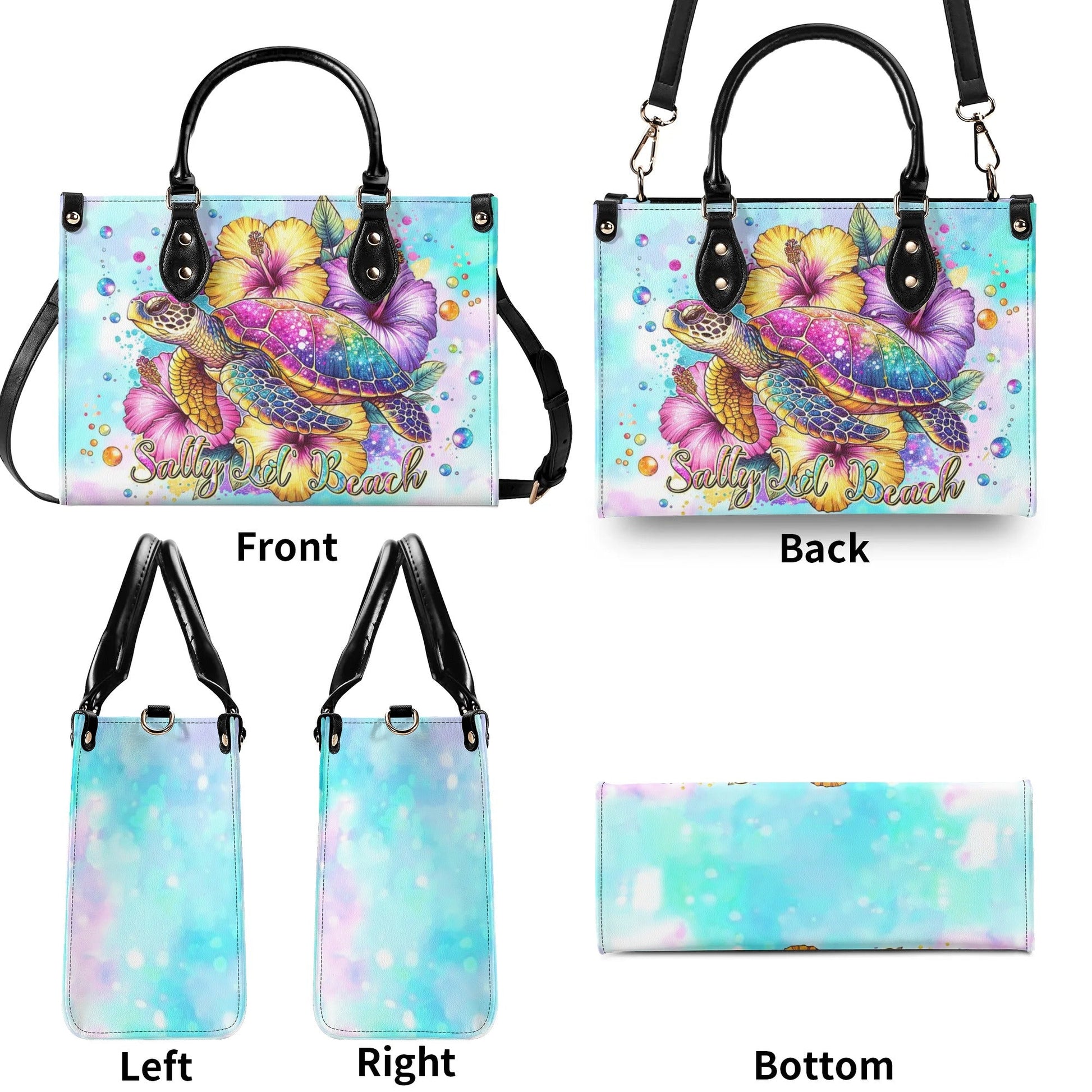 Bigcrowns SALTY LIL' BEACH TURTLE LEATHER HANDBAG W1006243