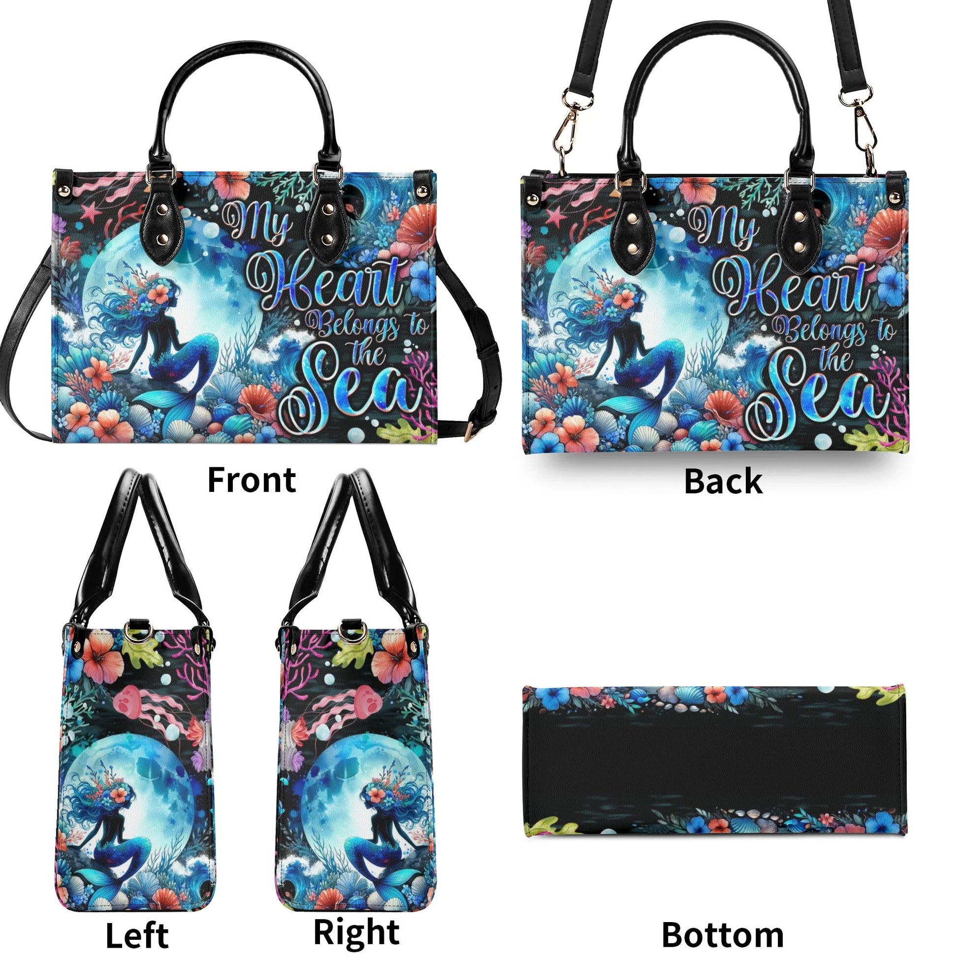 Bigcrowns MY HEART BELONGS TO THE SEA MERMAID LEATHER HANDBAG TYQY2805245