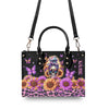 SUNFLOWER LEOPARD MESSY BUN SKULL LEATHER HANDBAG - TLNO0506242