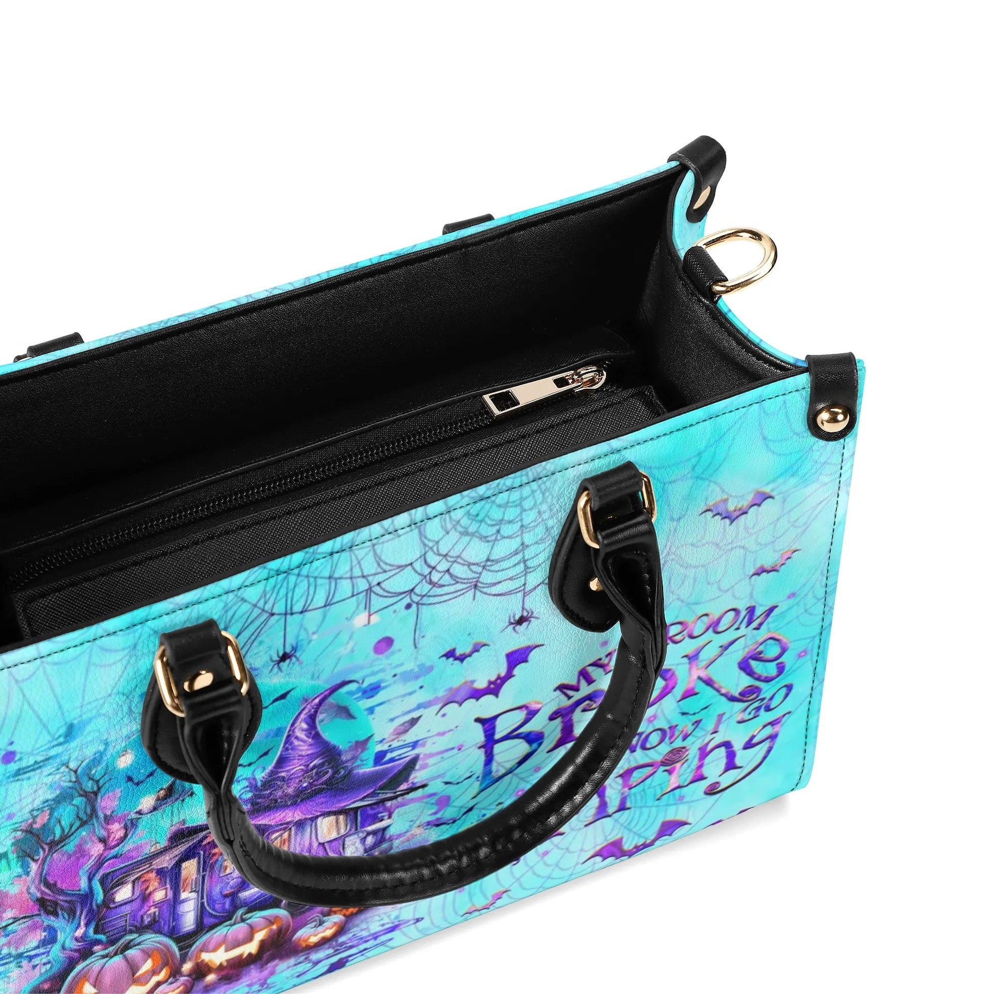 Bigcrowns MY BROOM BROKE SO NOW HALLOWEEN LEATHER HANDBAG G2908244