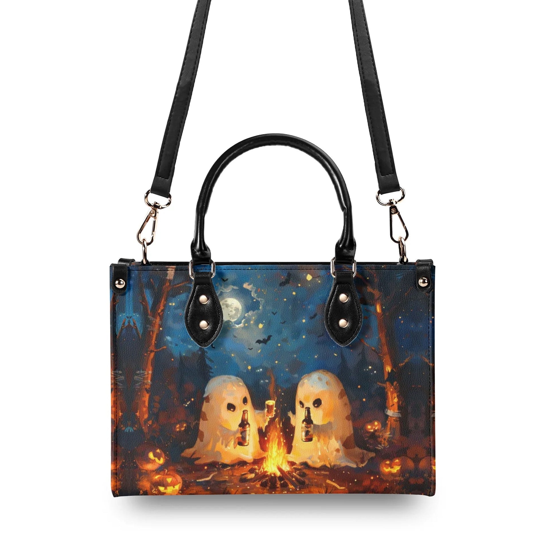 Bigcrowns EAT DRINK AND BE SCARY HALLOWEEN LEATHER HANDBAG YHDU2008244