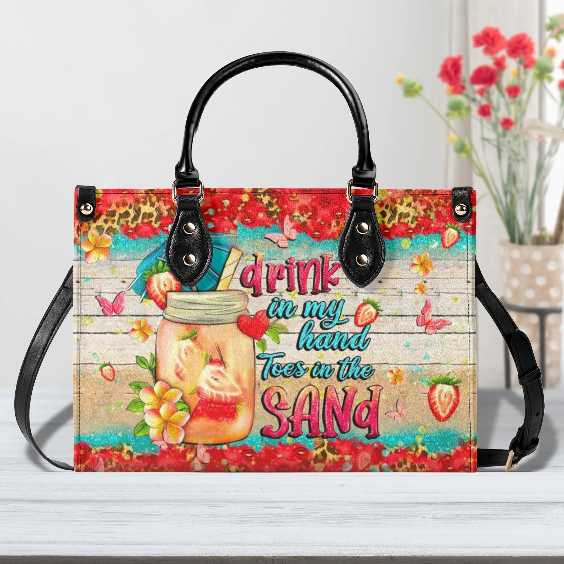 Bigcrowns DRINK IN MY HAND TOES IN THE SAND LEATHER HANDBAG N2506244