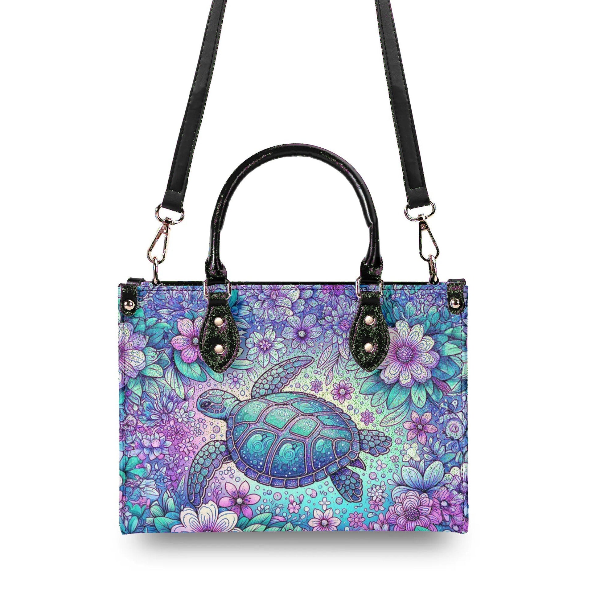 Bigcrowns SEA TURTLE FLORAL LEATHER HANDBAG T1206245