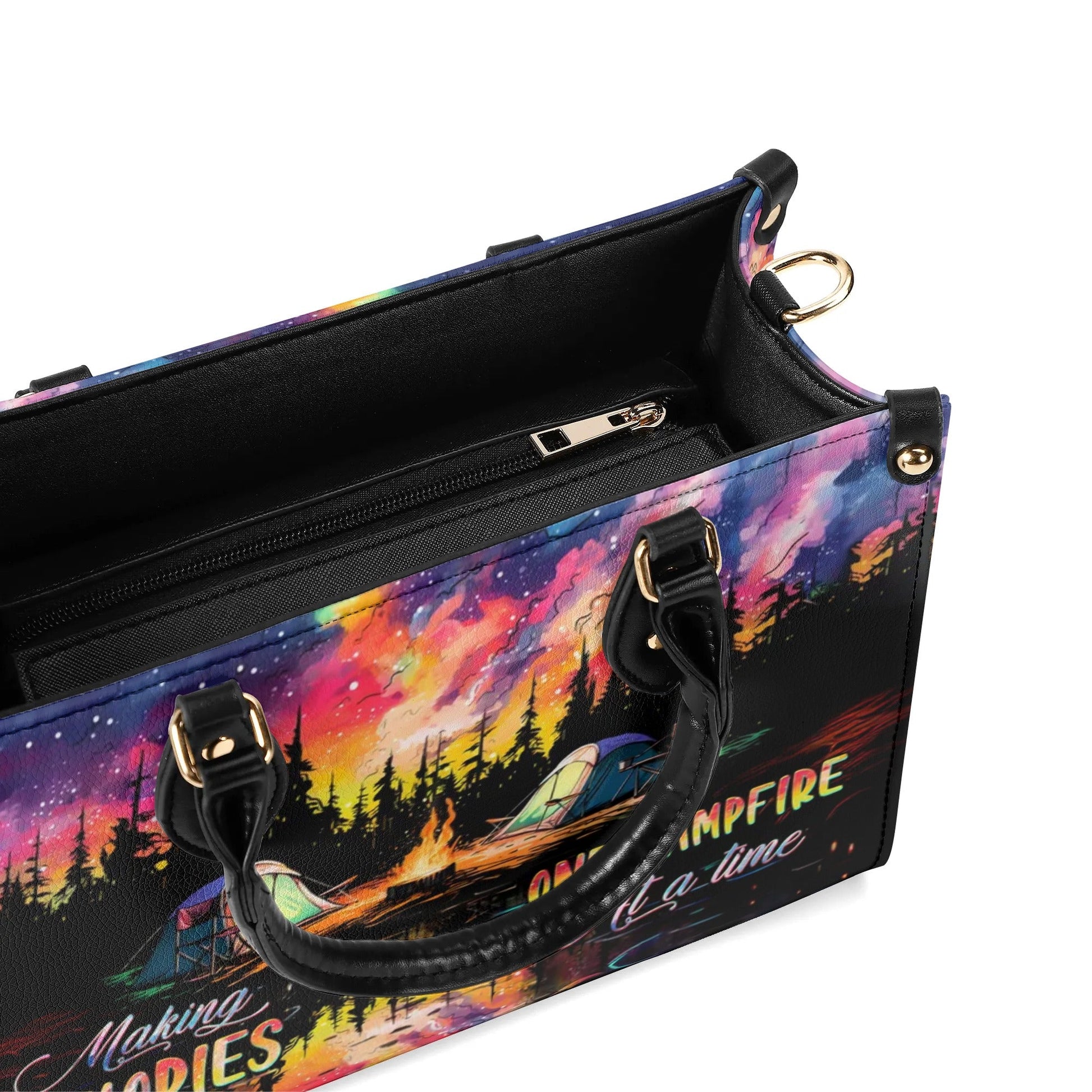 Bigcrowns MAKING MEMORIES ONE CAMPFIRE AT A TIME LEATHER HANDBAG W2705243