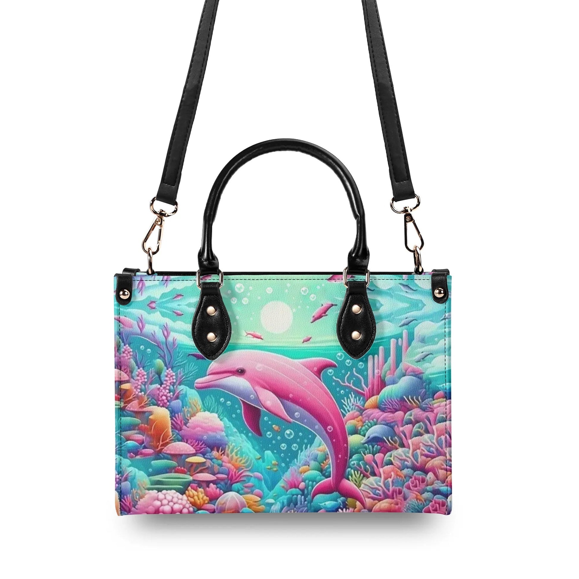 Bigcrowns DOLPHIN IN THE OCEAN LEATHER HANDBAG G0407244