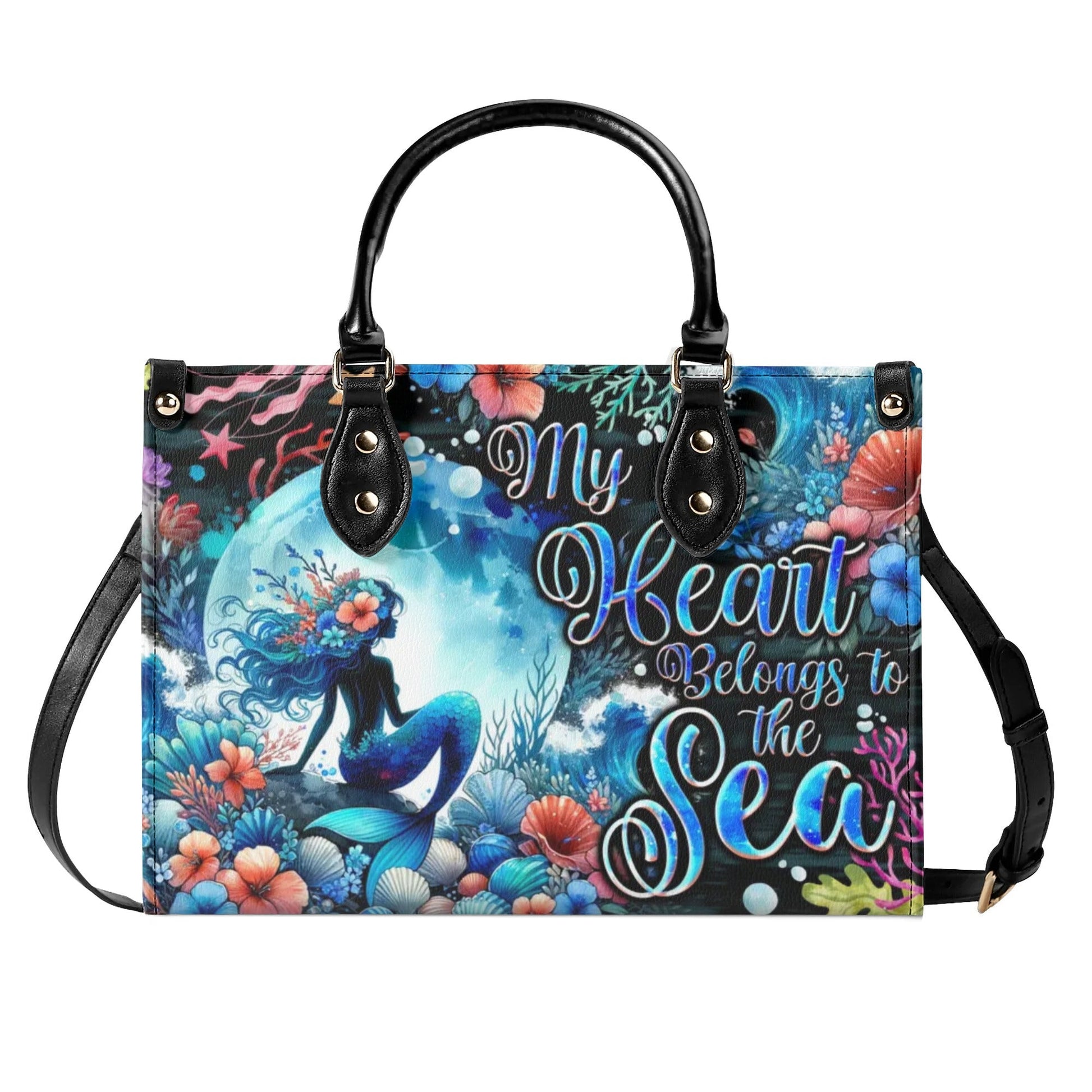 Bigcrowns MY HEART BELONGS TO THE SEA MERMAID LEATHER HANDBAG TYQY2805245