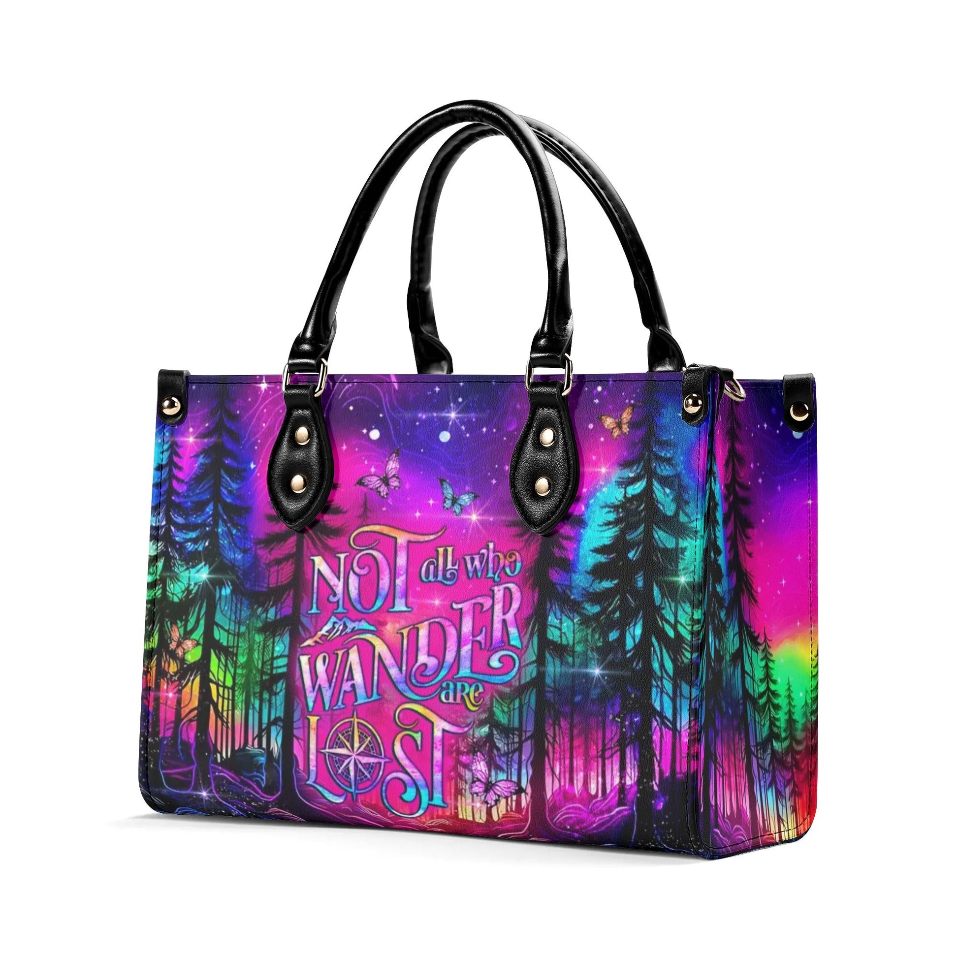 Bigcrowns NOT ALL WHO WANDER ARE LOST LEATHER HANDBAG T0509243