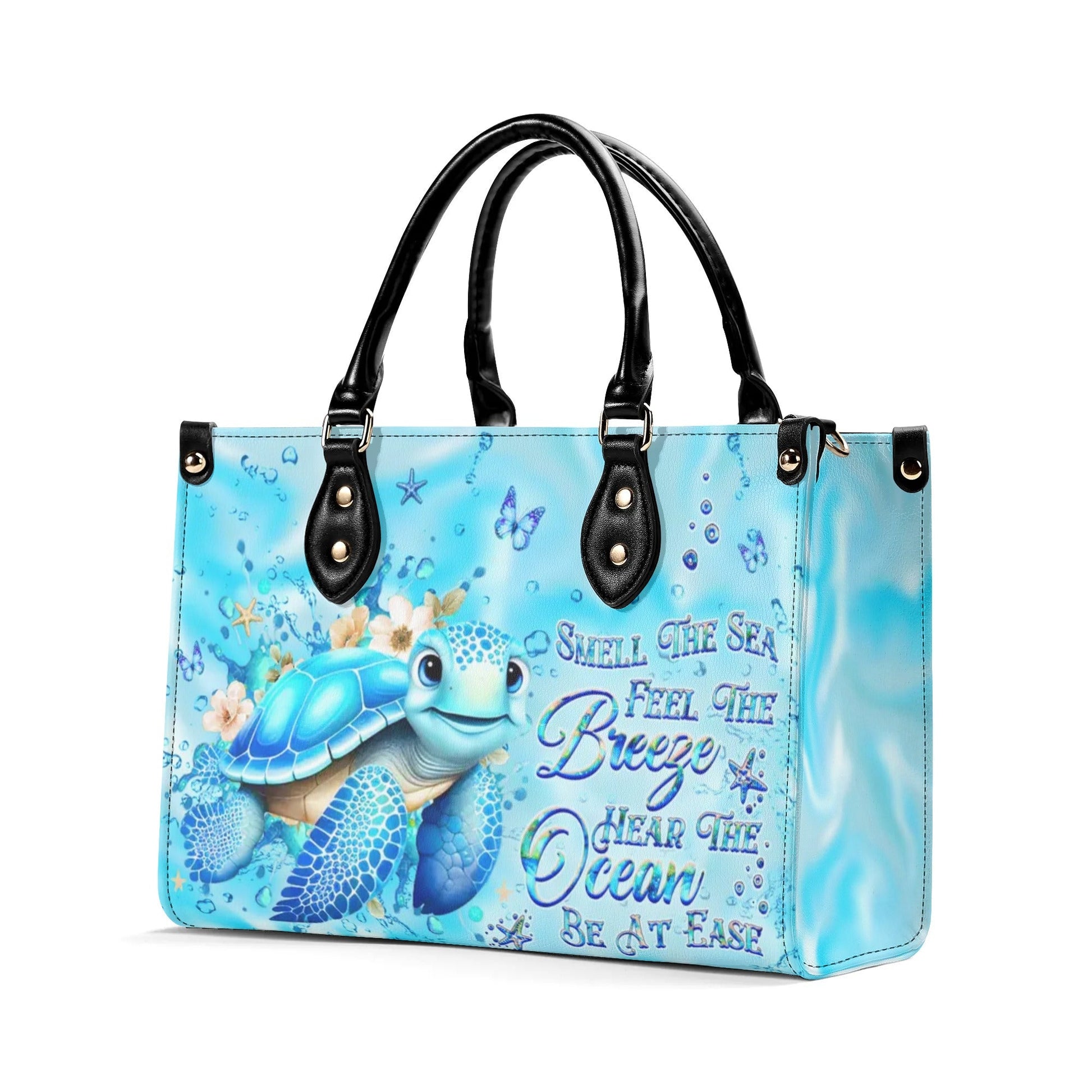 Bigcrowns SMELL THE SEA FEEL THE BREEZE TURTLE LEATHER HANDBAG G1508244