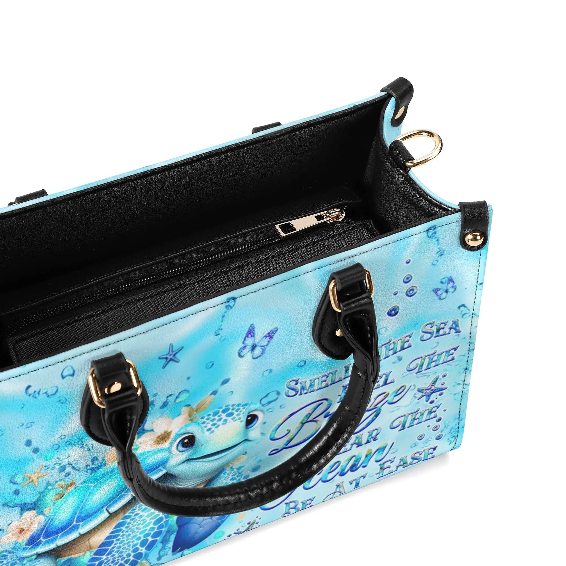 Bigcrowns SMELL THE SEA FEEL THE BREEZE TURTLE LEATHER HANDBAG G1508244