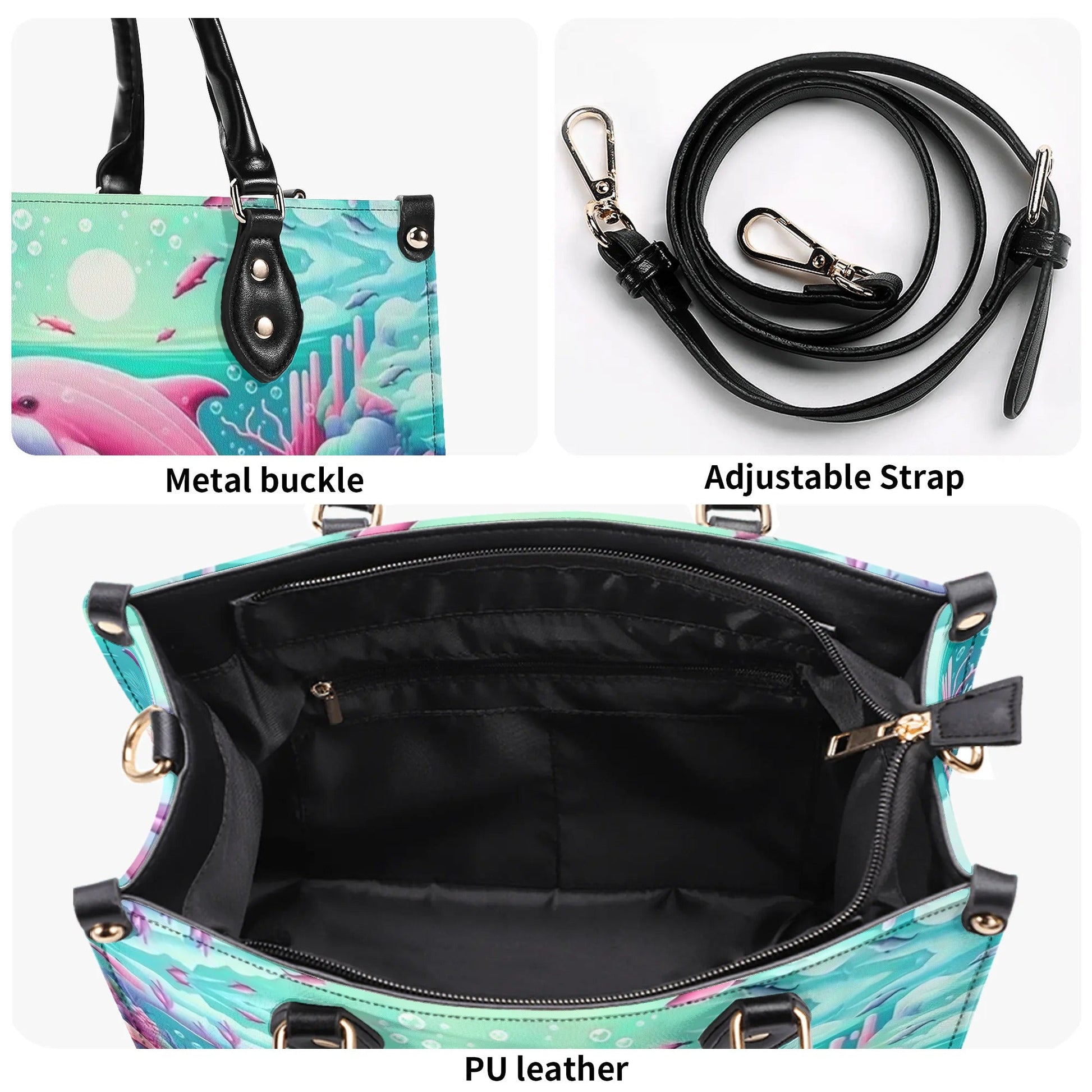 Bigcrowns DOLPHIN IN THE OCEAN LEATHER HANDBAG G0407244