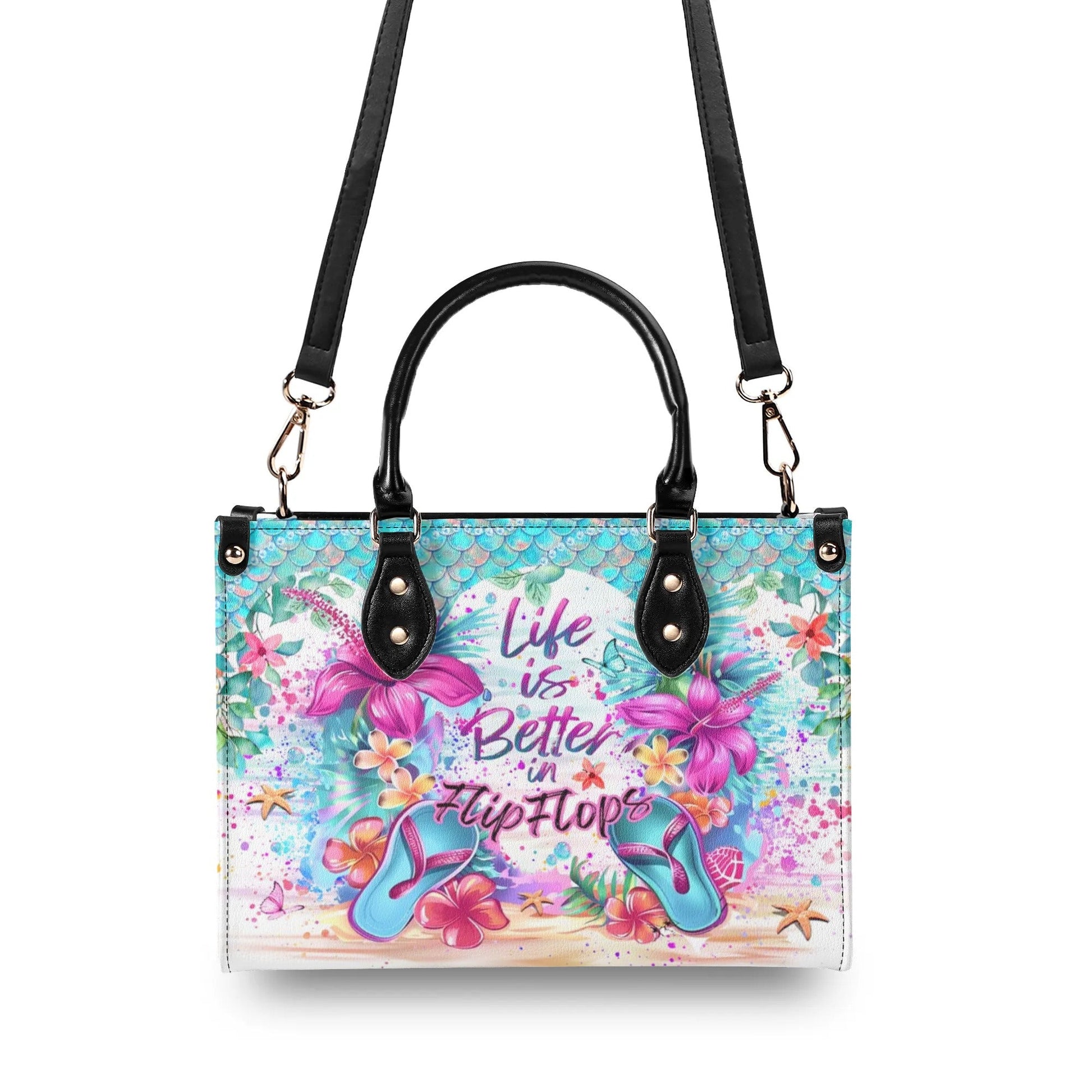 Bigcrowns LIFE IS BETTER IN FLIP FLOPS LEATHER HANDBAG T2606244
