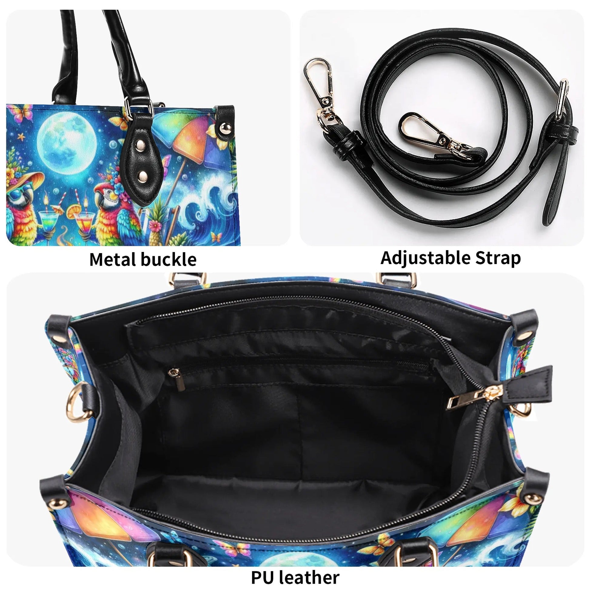Bigcrowns MAKING MEMORIES ONE CAMPFIRE AT A TIME PARROT LEATHER HANDBAG Z0406245